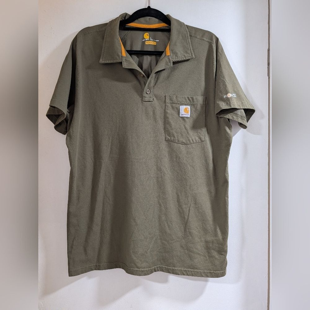 Carhartt Men's Relaxed Fit Olive Green Polo Shirt